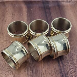 VTG Set 6  brass gold tone Napkin Rings Table Decor‎ place setting Dinner Party